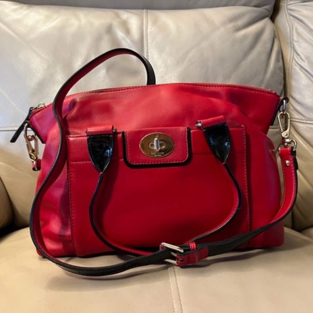 Kate spade Hampton Road Janie Convertible Satchel WKRU2032 red leather *mint*